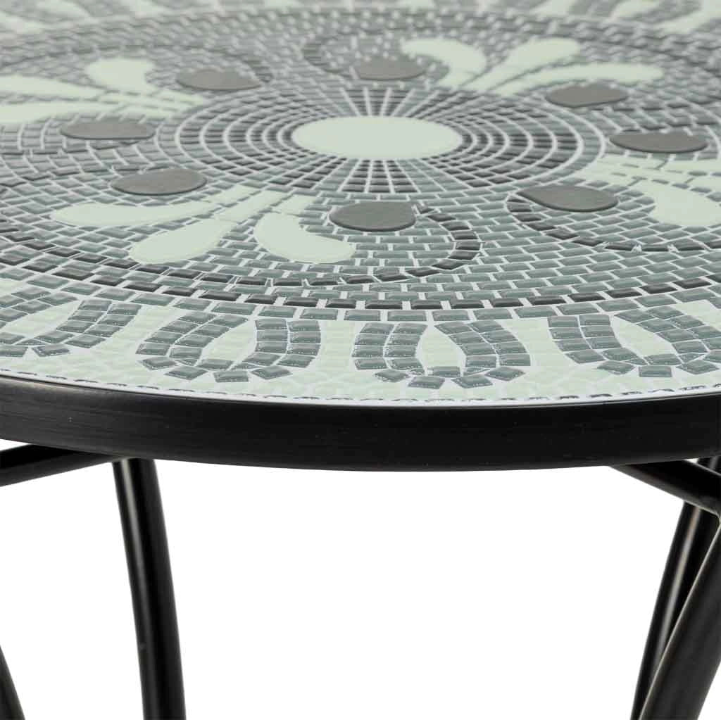 Set tavolo e 2 sedie in metallo, 60x60x75h cm, 38x46x90h cm