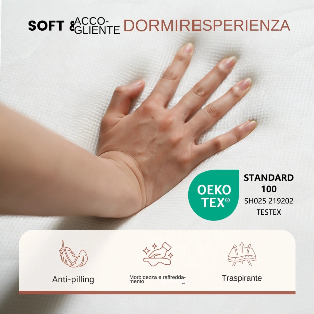 Materasso in Schiuma Ergonomica Certificata OEKO-TEX con Fodera Morbida 120x200x18 cm; Bianco