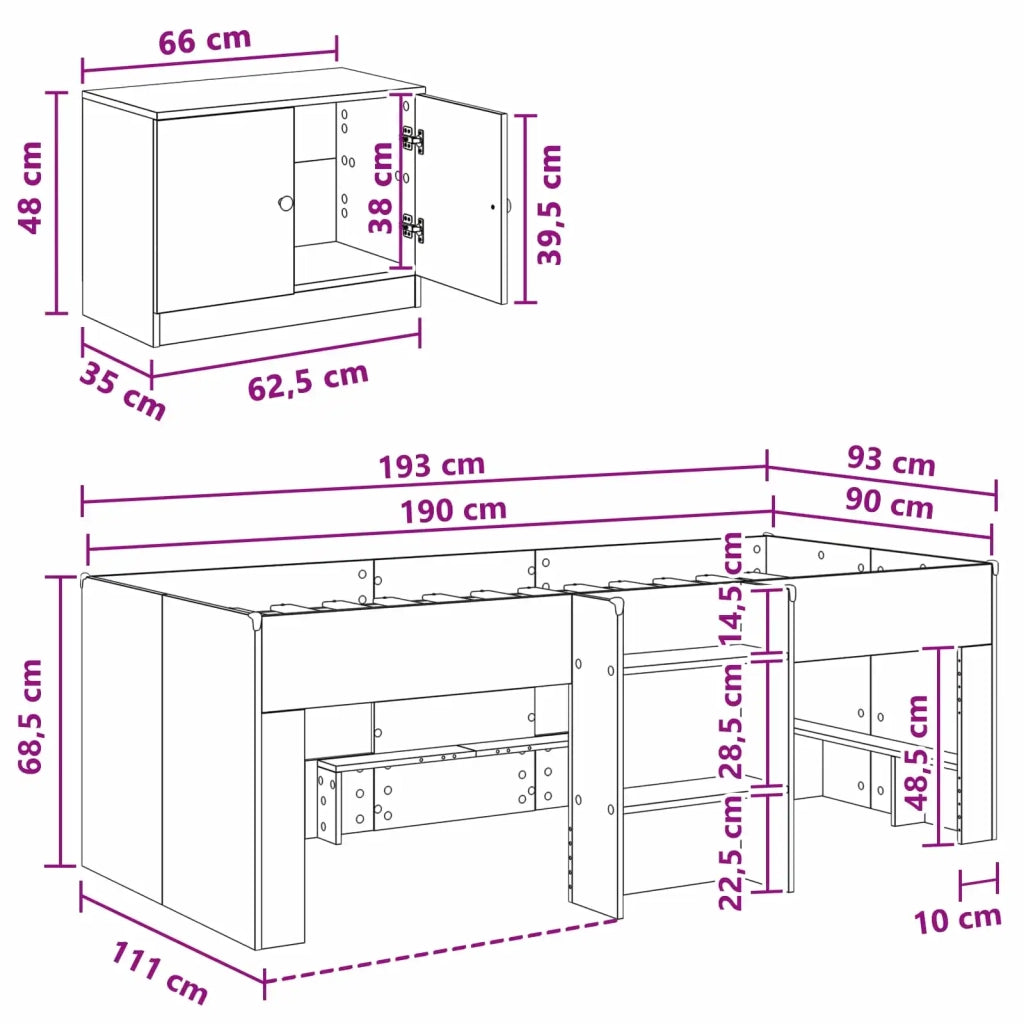 Struttura Letto Loft con Mobile 3 pz Nero Legno ingegnerizzato 3423383