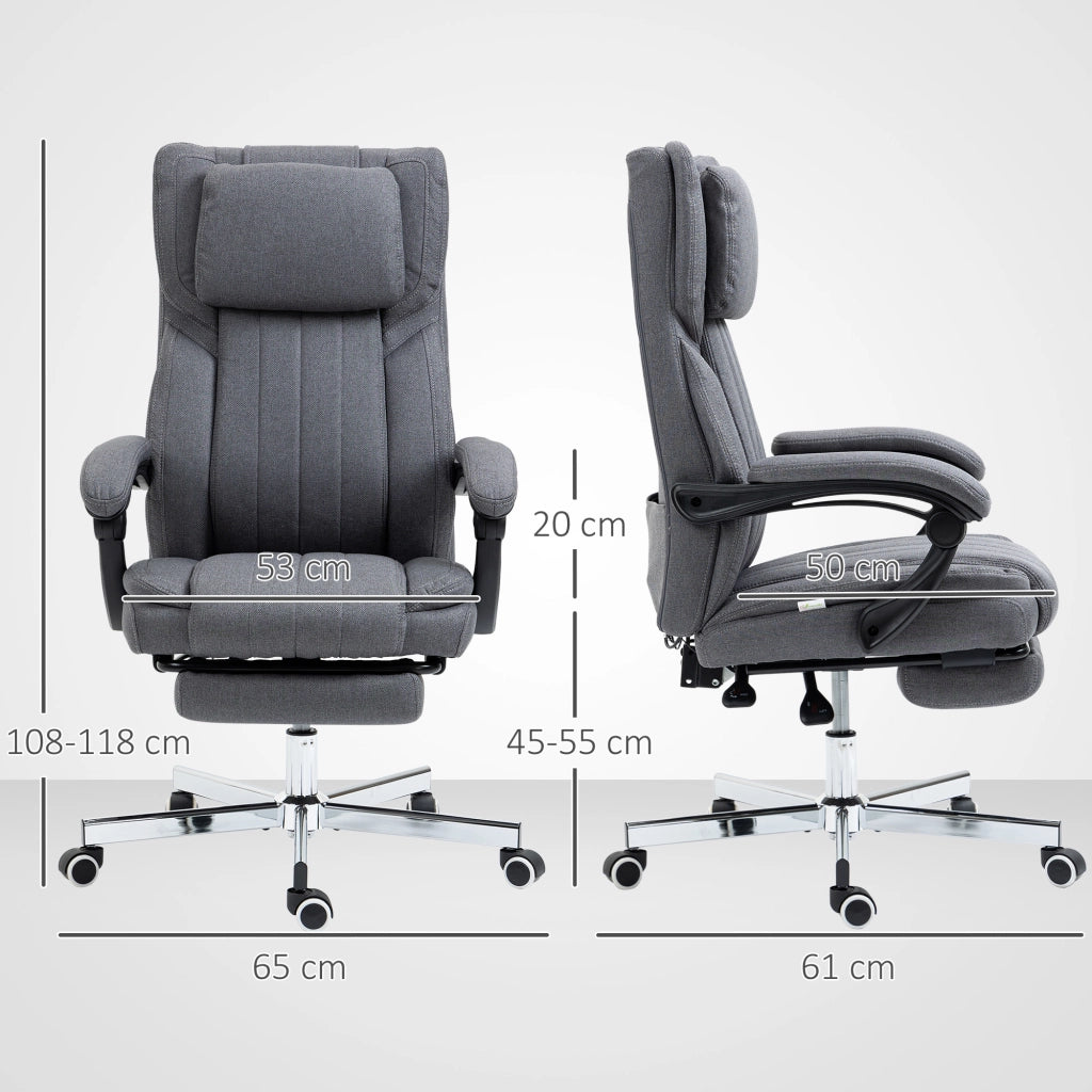 Sedia da Ufficio ¨C Minimal ¨C Grigio, Leinen, 65x61x118 cm