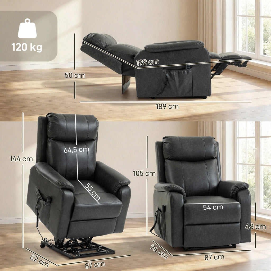 Poltrona Relax Alzapersona Elettrica ¨C Xylo ¨C Doppio Motore Reclinabile Similpelle Nera