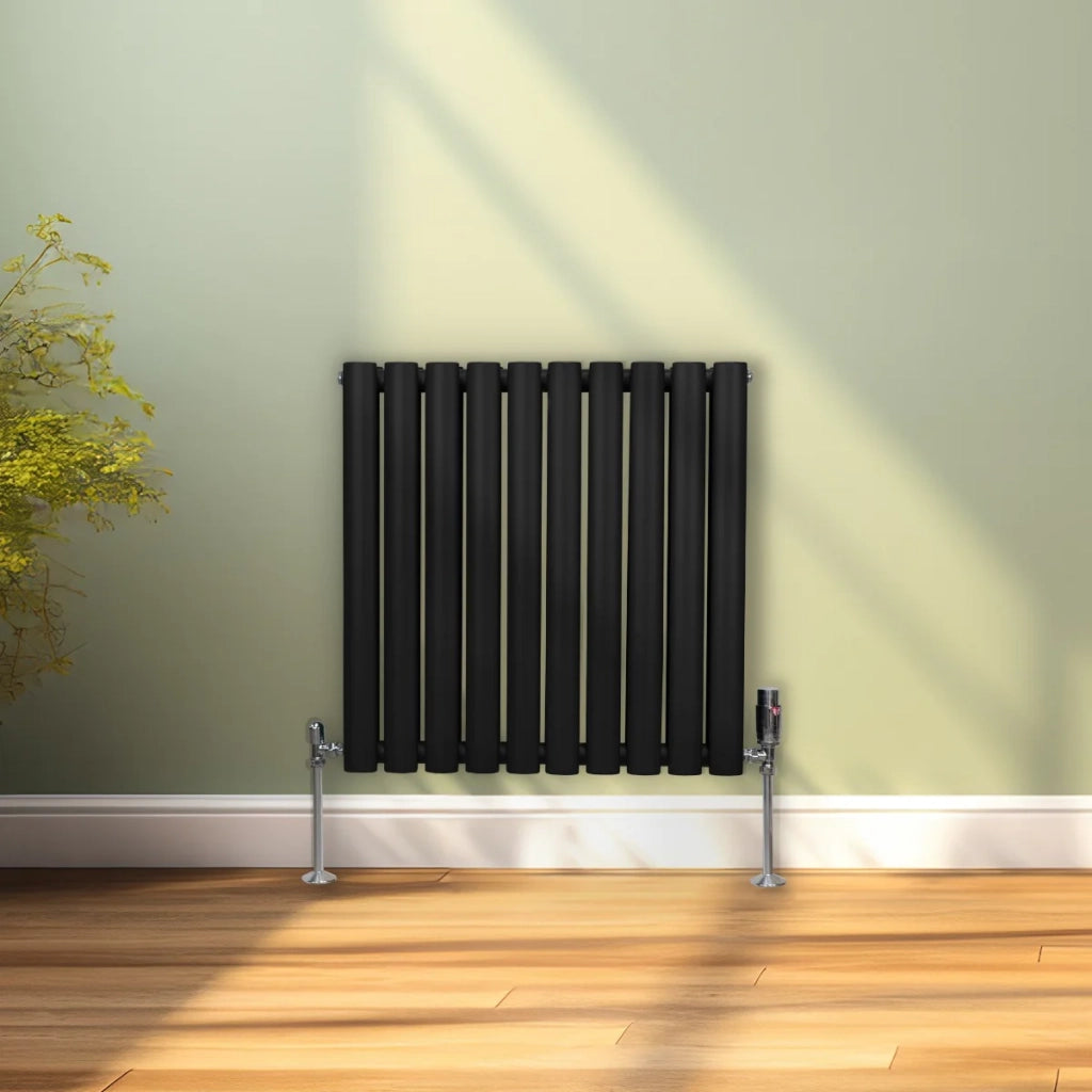 Radiatore a colonna ovale - 600 mm x 600 mm - Nero
