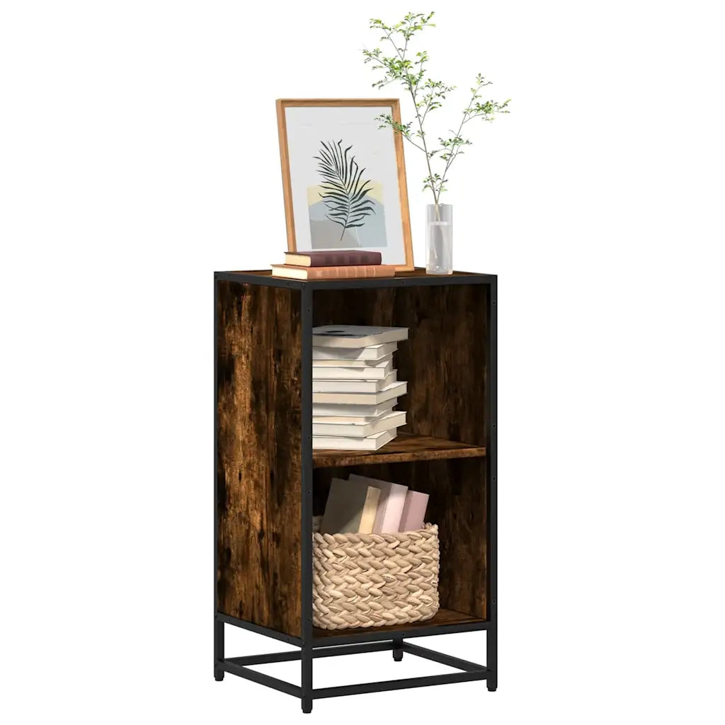 Libreria-Scaffale per Libri-Mobile di Stoccaggio Rovere Fumo 40x35x76 cm in Legno Multistrato