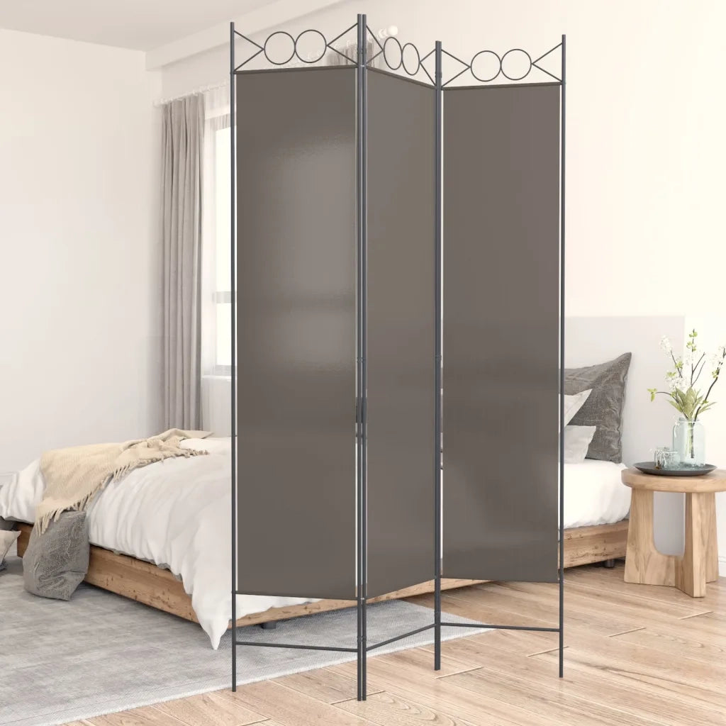 Divisorio Ambienti | Divider per stanze | Paravento a 3 Pannelli Antracite 120x220 cm in Tessuto