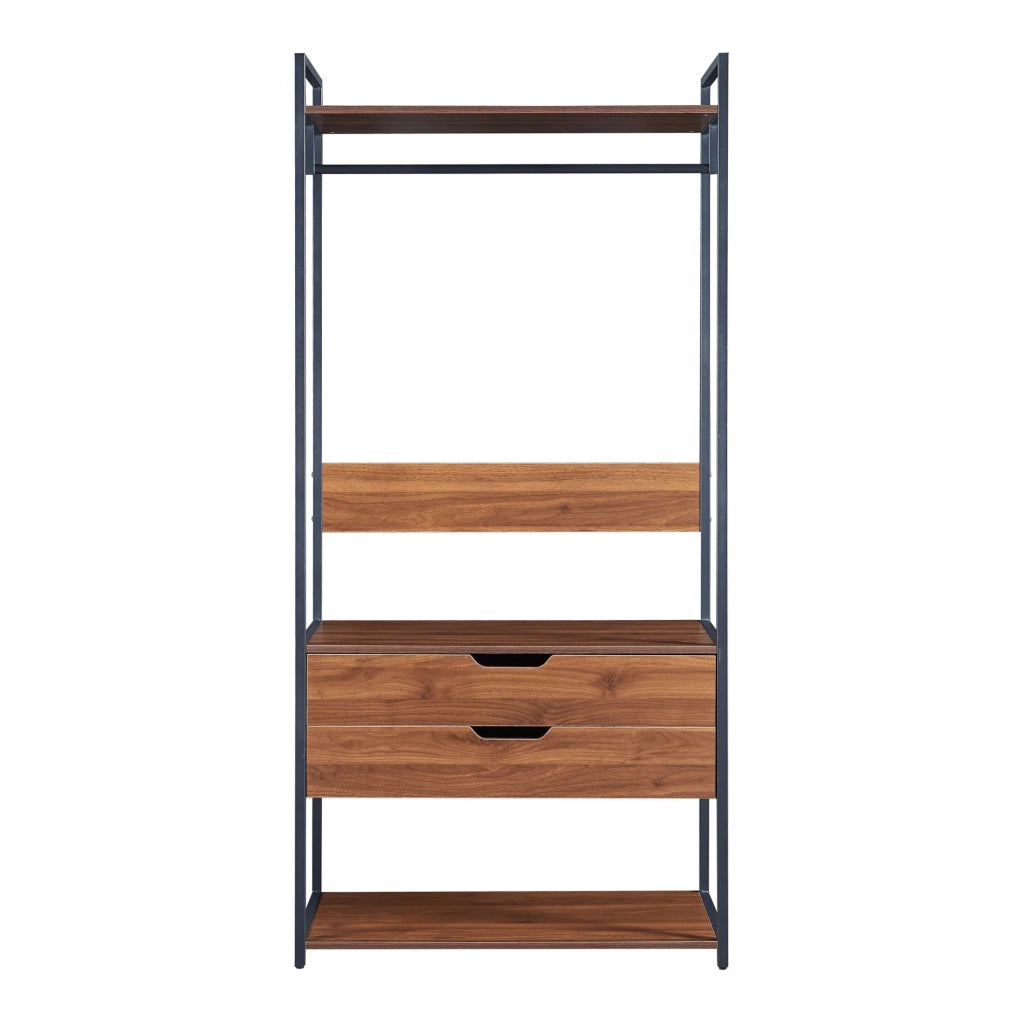 Appendiabiti attaccapanni guardaroba armadio aperto con 2 cassetti 180 x 84 x 40 cm MDF marrone 03_0010293