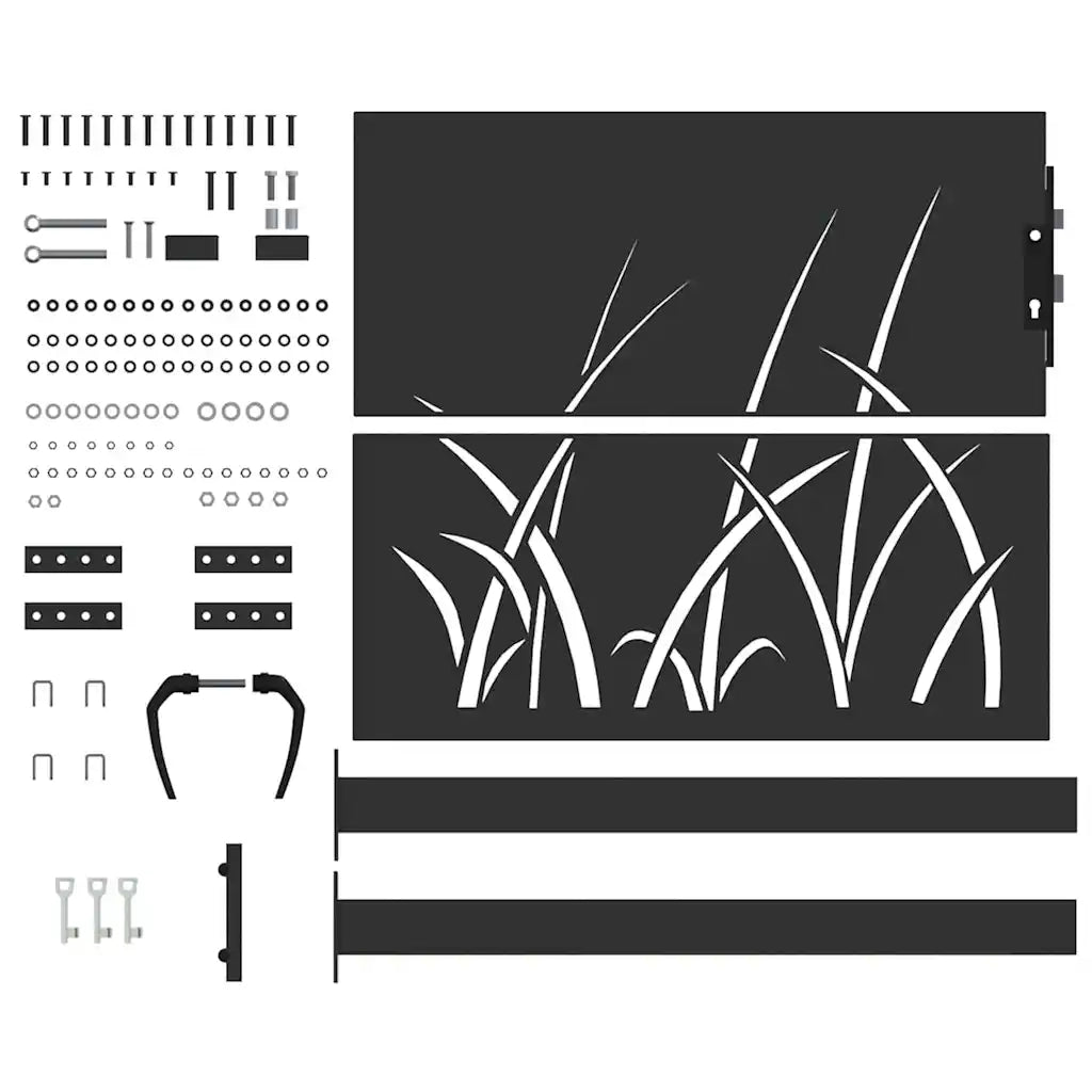 Cancello da giardino con blocco Nero 110 x 105 cm 42015889