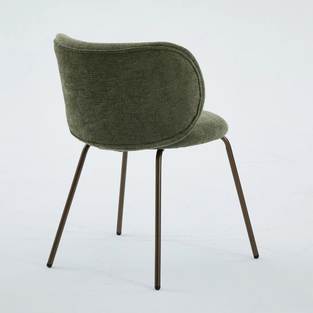 Sedie da pranzo contemporanee in ciniglia, comodo schienale curvo con morbida imbottitura, gambe in metallo color bronzo ¨C Arreda la tua cucina con co