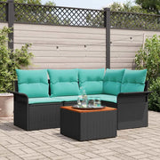 Set Divano da Giardino con cuscino 5 pcs Nero polyrattan 3347326