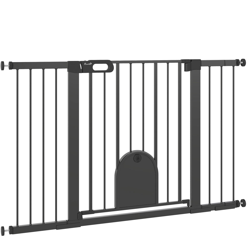 Barriera di Sicurezza per Cani con Porta ¨C Zephmum ¨C Nero 75-131 cm
