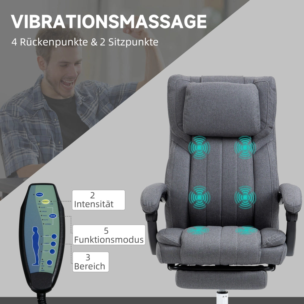 Sedia da Ufficio ¨C Minimal ¨C Grigio, Leinen, 65x61x118 cm