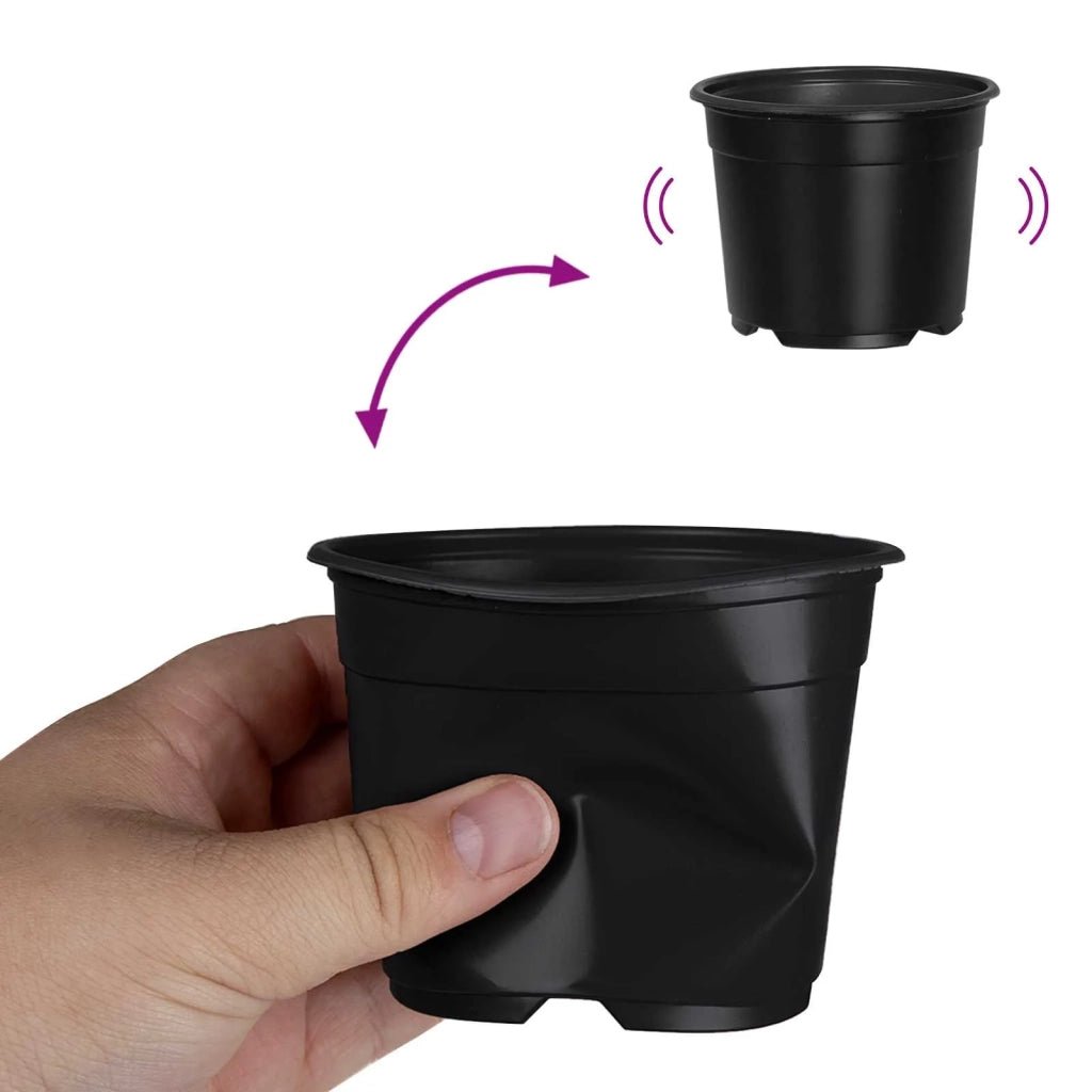 Fioriere | Cassetta per fiori | Vaso Rotondo per Fiori 100 pz Nero ? 10 x 8 cm Plastica