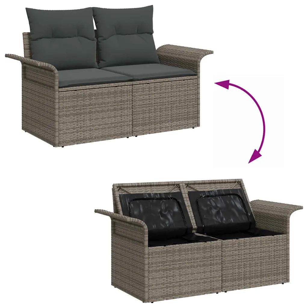Set Divano da Giardino con cuscino 7 pcs Grigio Poly Rattan 3357032