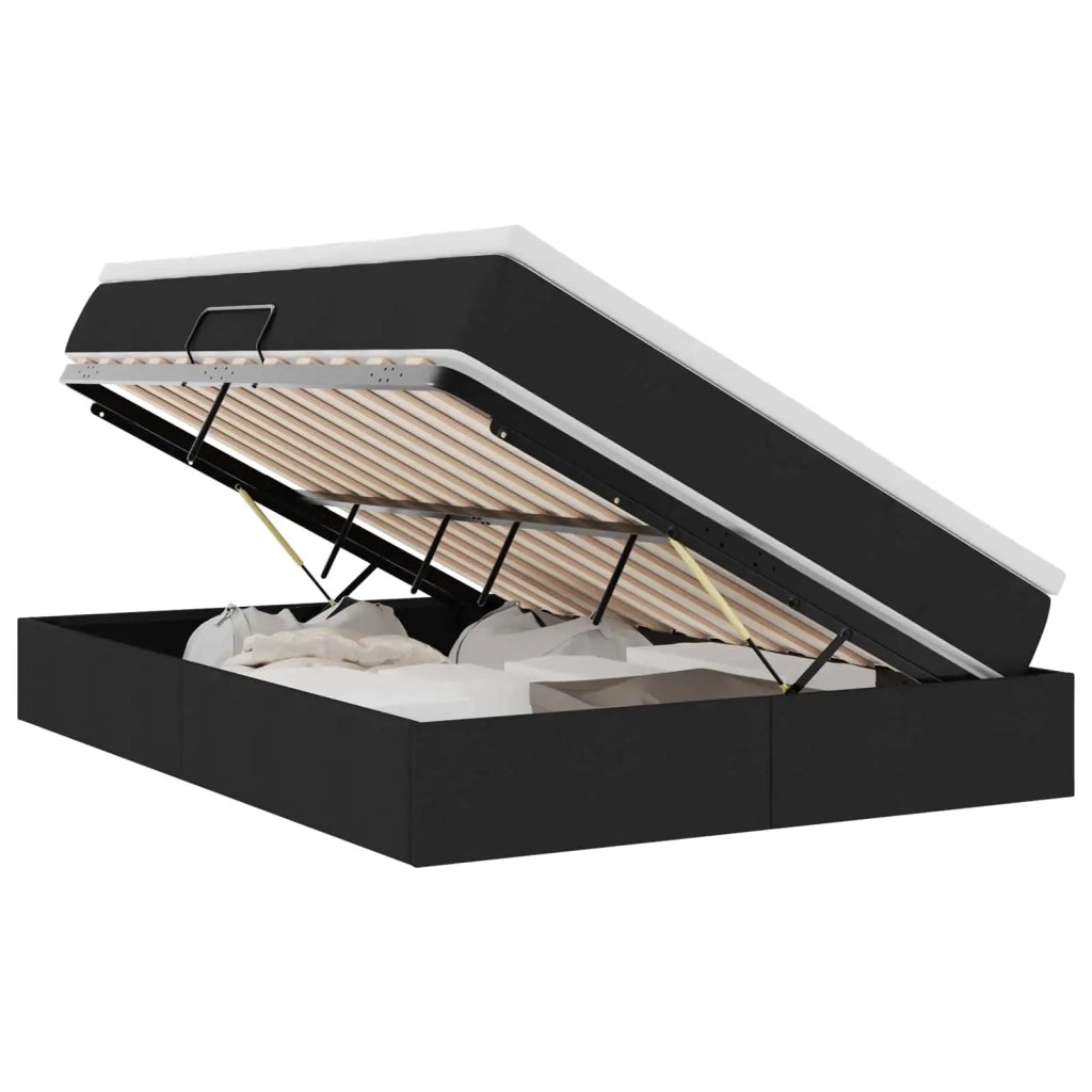 Letto con contenitore e materasso Nero 140 x 190 cm Poliestere 3370226