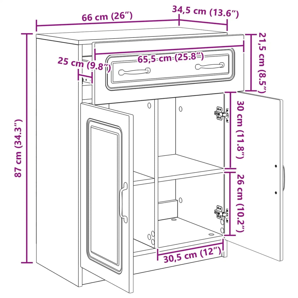 Credenza | Madia | Buffet da pranzo | Armadio da pranzo Bianco Lucido 66 x 34,5 x 87 cm Legno ingegnerizzato