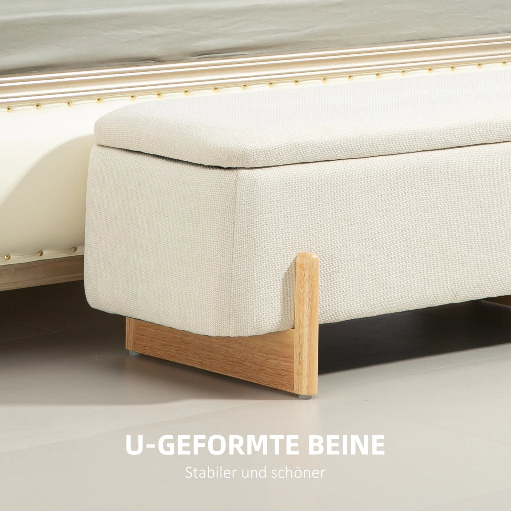 Poltrona pouf con schienale e contenitore ¨C Minimal ¨C crema 111x44x44.5cm