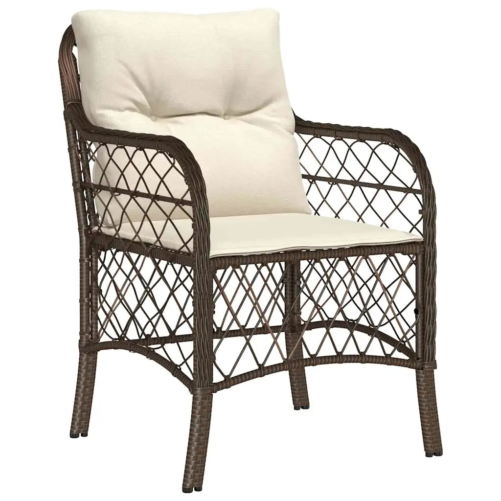 Set da Pranzo per Giardino con cuscino 5 pcs Marrone polyrattan 3380213