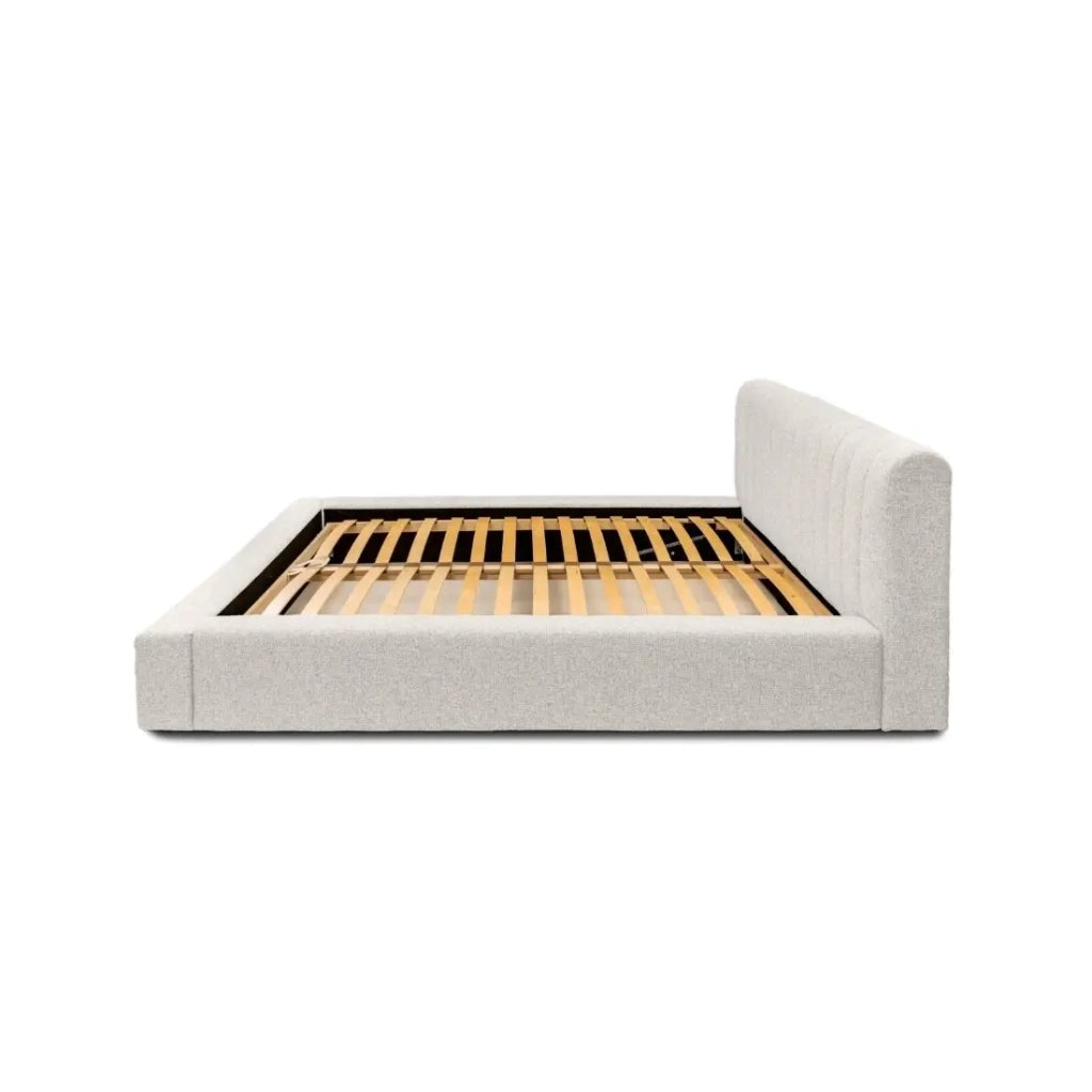 Lit coffre CERVIN – Tessuto bouclé Sabbia nuvolosa – 160x200 cm – Rete sollevabile – Design contemporaneo