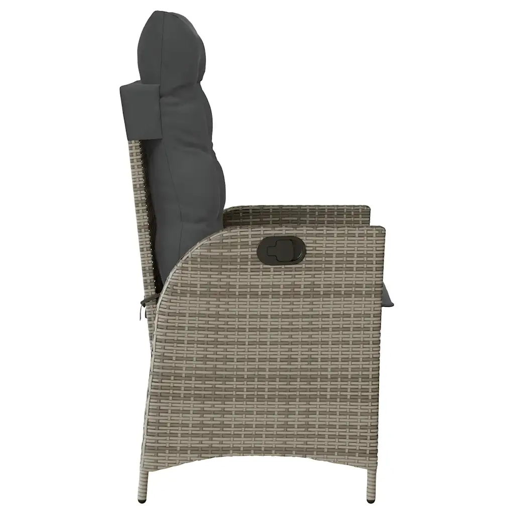 Sedia Reclinabile da Giardino | Sedie da Esterno con Cuscini Grigia in Polyrattan