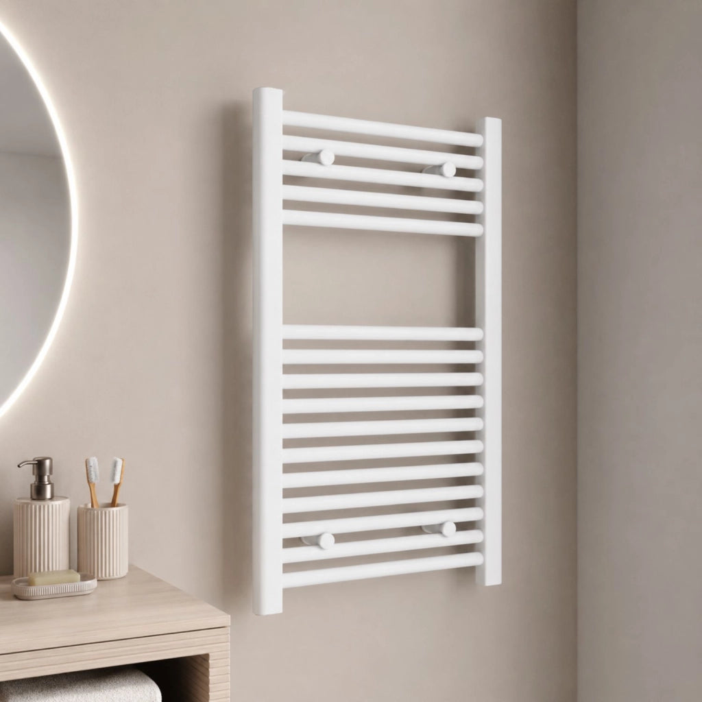 Termoarredo scaldasalviette tubolare tondo in acciaio bianco opaco *** finitura- bianco opaco, misure h770xl500xi450 ...