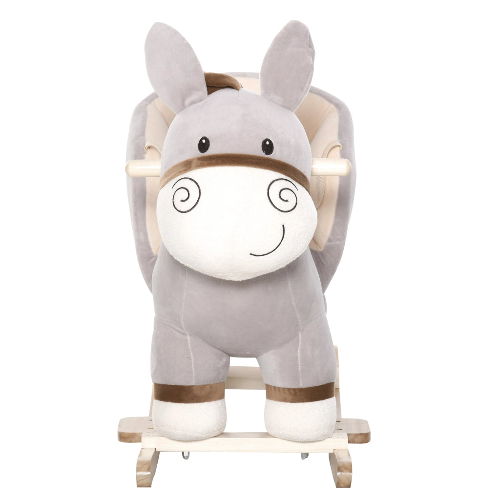 Cavallo a Dondolo in Peluche per Bambini 18-36 Mesi ¨C Minimal ¨C 61x34x58 cm Grigio