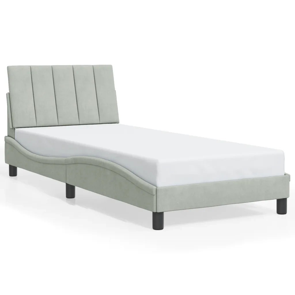 Giroletto con LED senza Materasso Hanko Grigio Chiaro 90x200 cm in Velluto