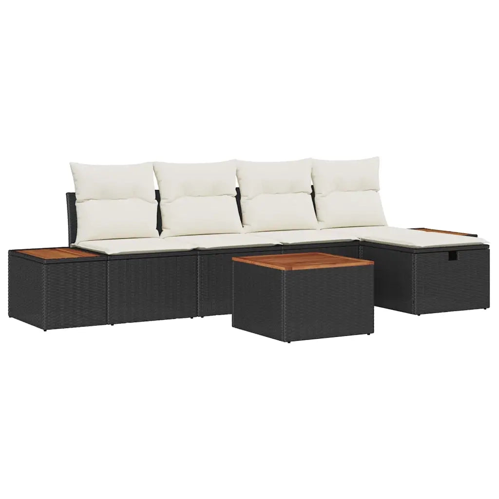 Set Divano da Giardino con cuscino 6 pcs Nero polyrattan 3359624