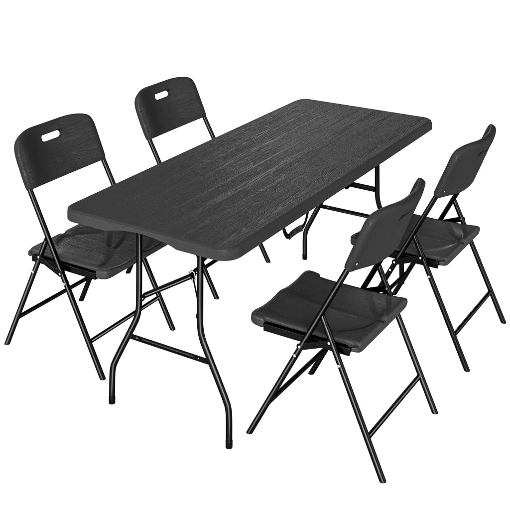 Set da Campeggio Pieghevole 5 Pezzi ¨C Xylo ¨C Tavolo Pieghevole con Sedie HDPE Impermeabile Telaio Metallo