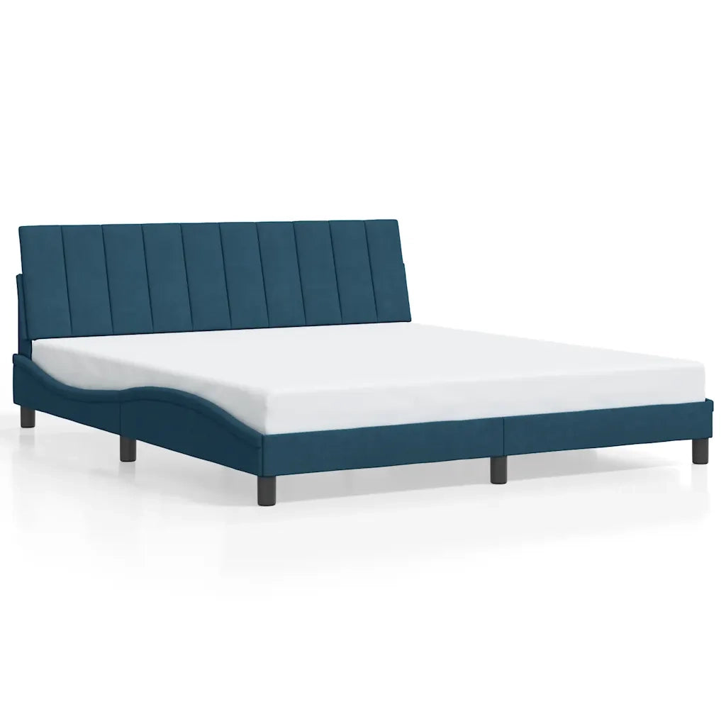 Giroletto con LED senza Materasso-Struttura Letto Hanko Blu 180x200 cm in Velluto