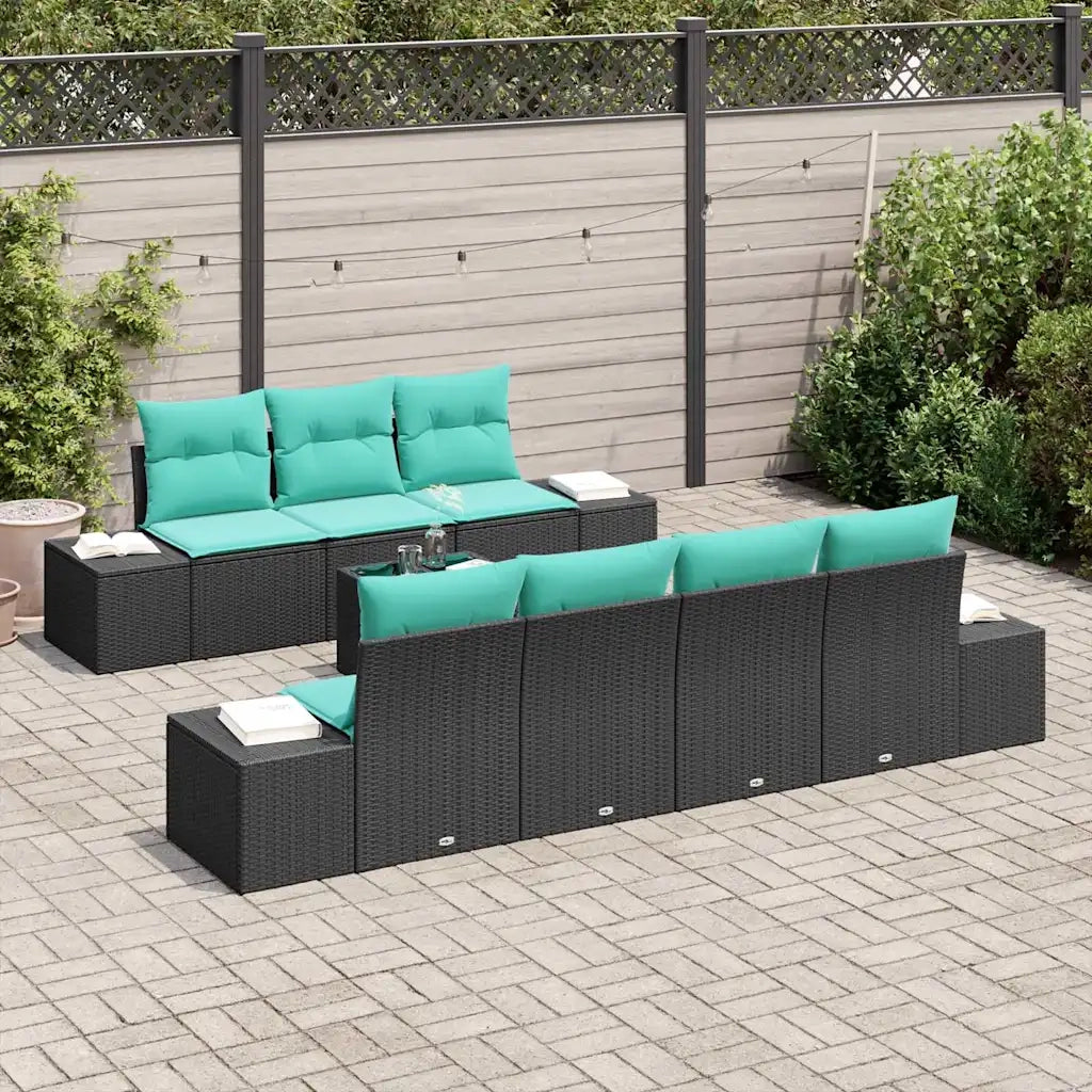 Set Divano da Giardino 8 pz Nero polyrattan 3346976