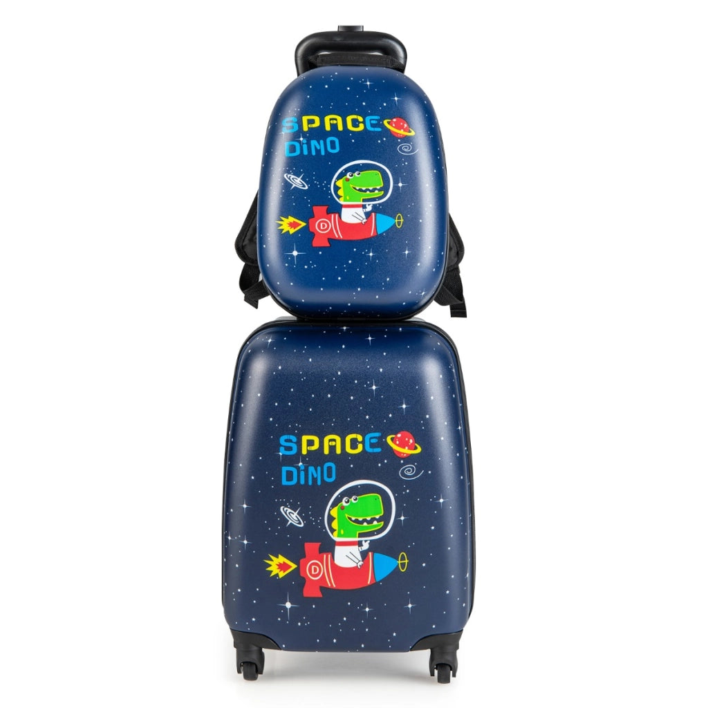 Set di valigie rotanti portatili leggeri con ruote per bambini, Set di bagagli a mano da viaggio Blu scuro
