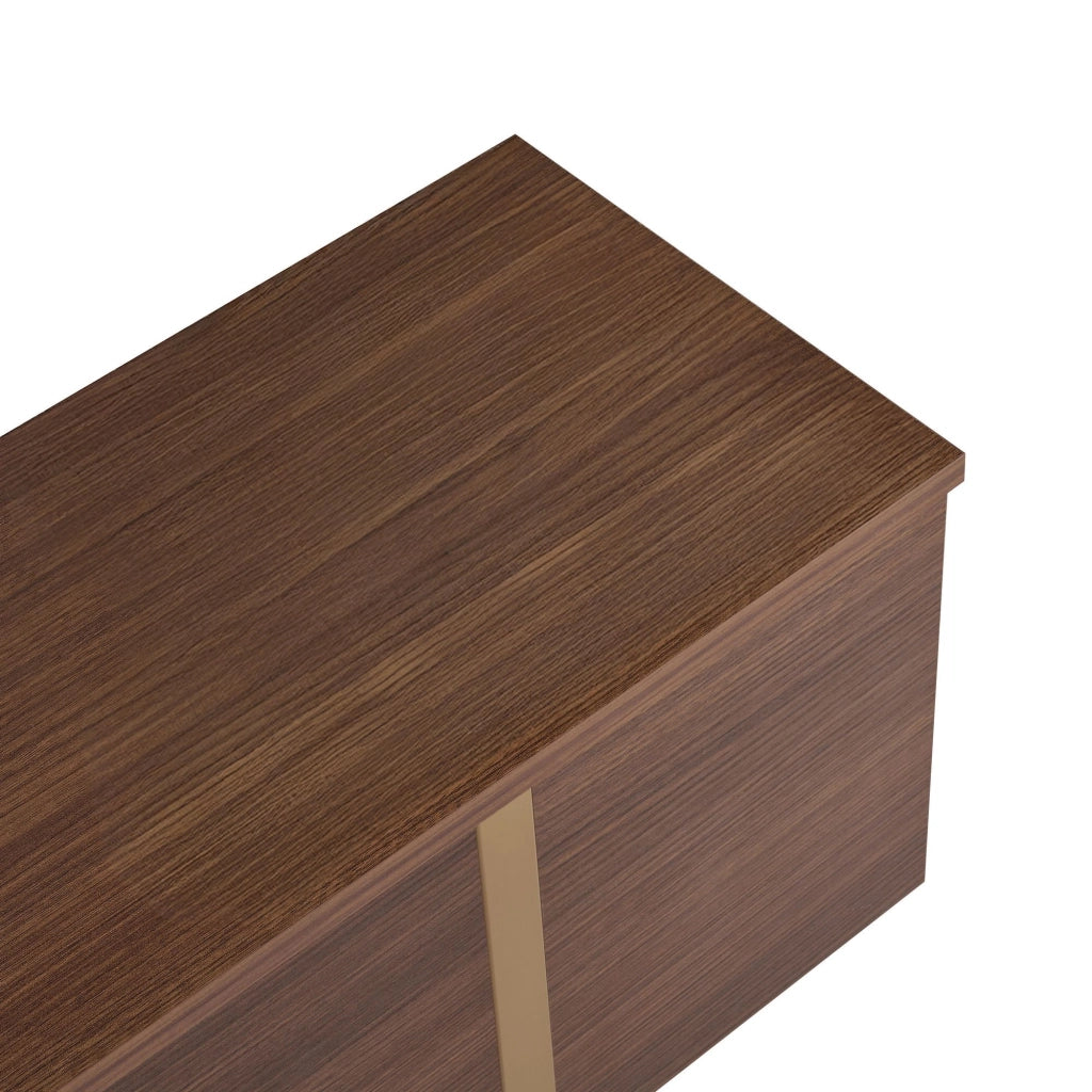 Porta TV in legno "Onera" - 180 x 30 x 50 cm - Noce / Oro