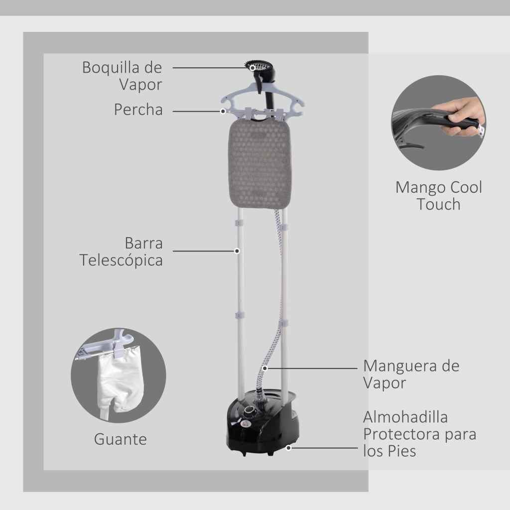 Ferro da Stiro a Vapore Verticale 1950W 2L ¨C zephmum ¨C Nero