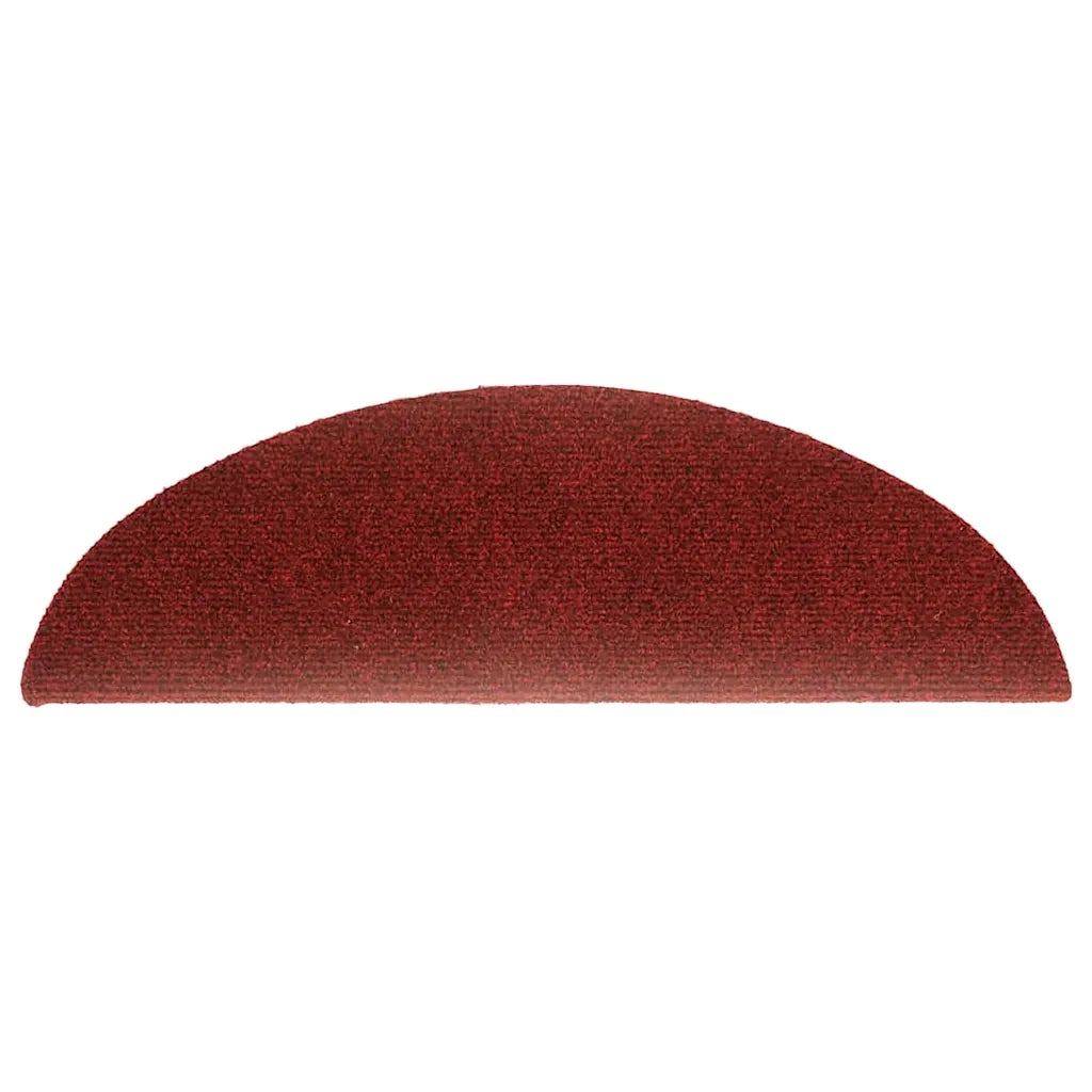 Tappetini per scale autoadesivi 15 pz 56x17x3 cm Bordeaux Rosso Semicircolari 132694