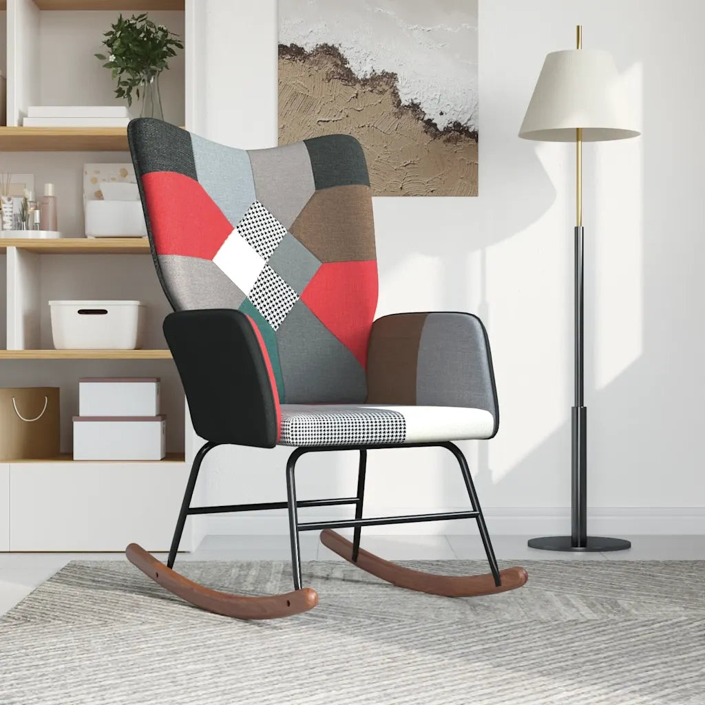 Sedia a Dondolo in Tessuto Patchwork 328203