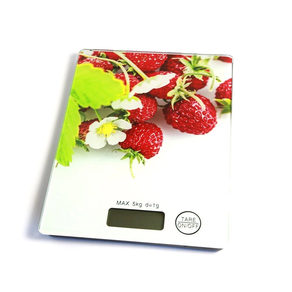 Trade Shop - Bilancia Digitale Lcd Piatto Ripiano In Vetro Da Cucina 5kg Da1gr A 5kg Fantasia -