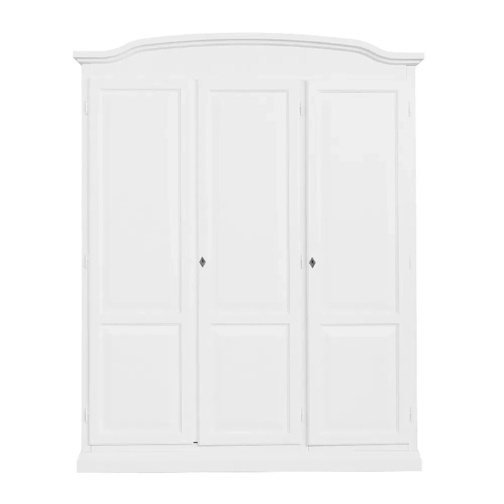 Armadio 3 ante in legno massello bianco cappello tondo 158x56x197h - Mobili 2G