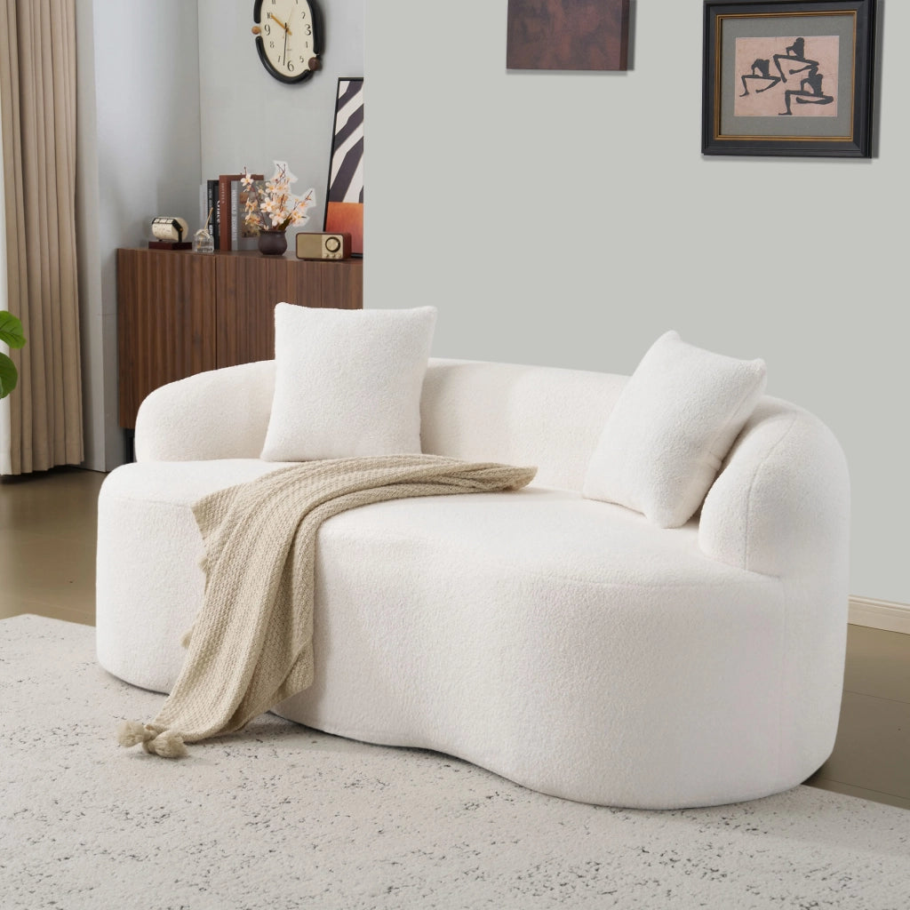 Divano Loveseat 2 Posti con Cuscini e Braccioli Rotondi ¨C MINIMAL ¨C Crema