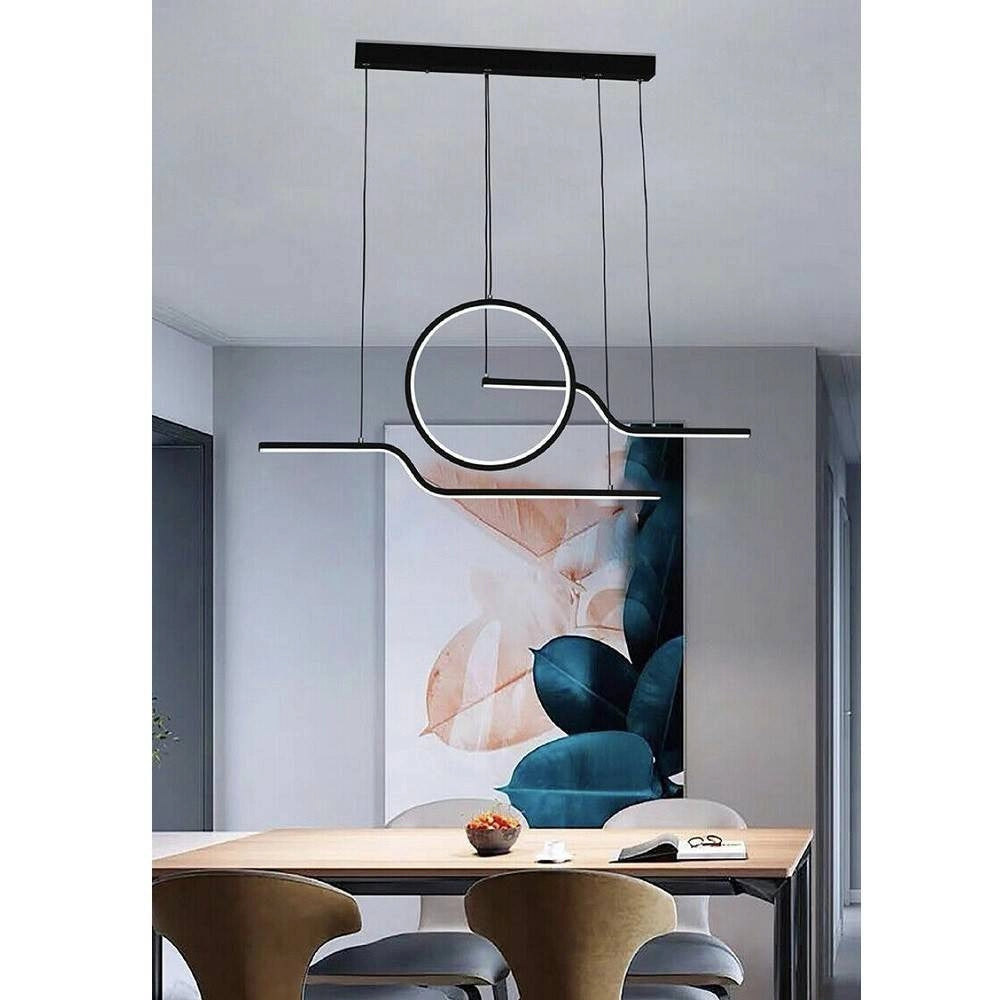 Trade Shop - Lampadario Led 32w Lampada Stile Contemporaneo Moderno Luce 6500k 4000k Nero A44 -