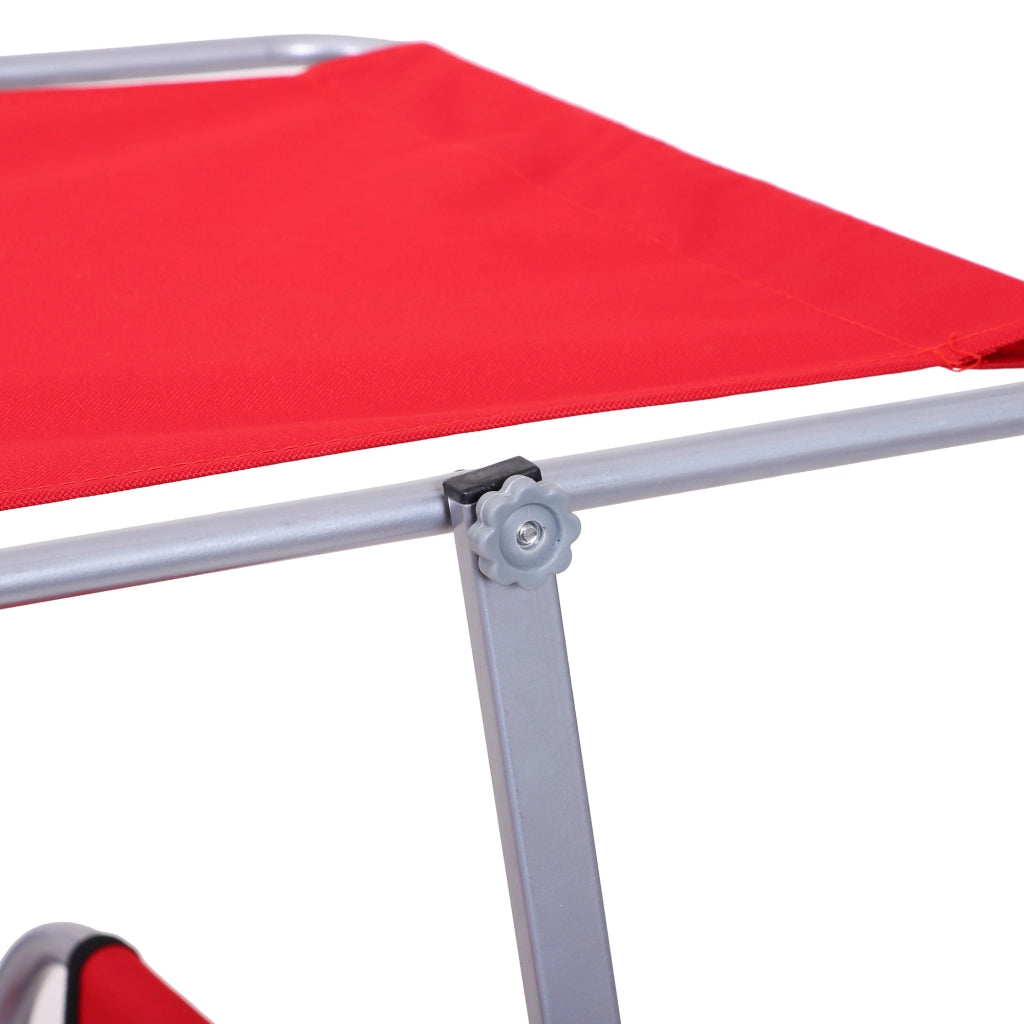 Sdraio Pieghevole da Giardino con Schienale Regolabile e Tettuccio ¨C Minimal ¨C Rosso