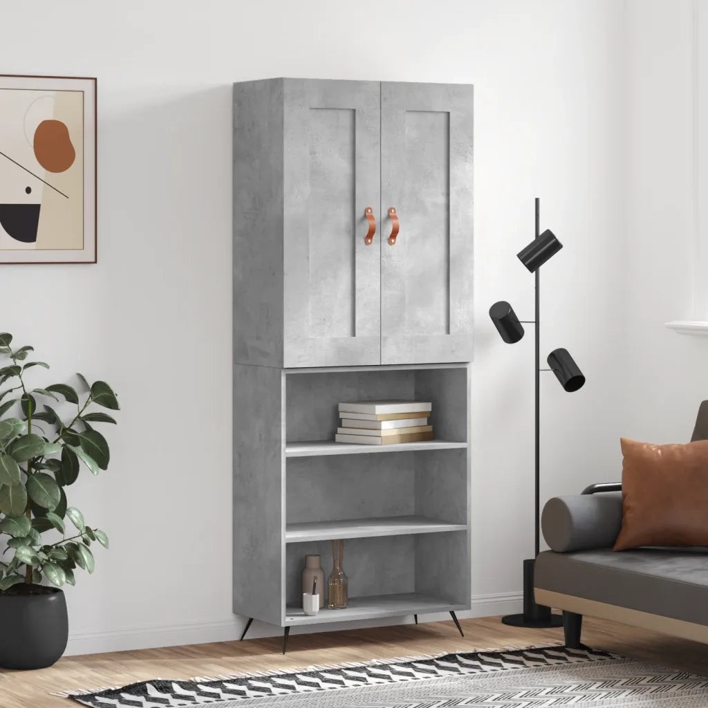 Credenza | Madia | Buffet da pranzo | Armadio da pranzo Grigio Cemento 69,5x34x180 cm in Legno Multistrato