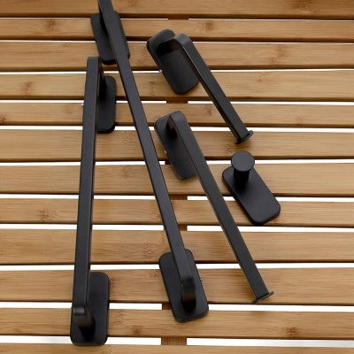 Porta salviette a muro 25 cm in acciaio inox nero con doppio fissaggio
