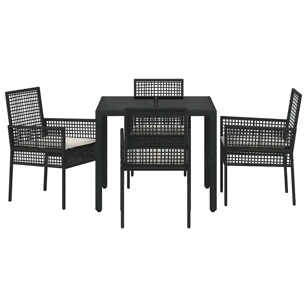 Set da Pranzo per Giardino 5 pcs Nero polyrattan 3334856