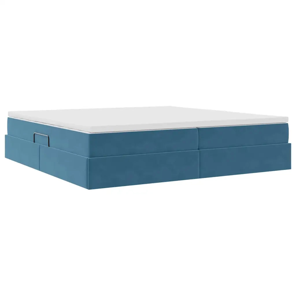 Letto con contenitore e materasso Blu Scuro 200 x 200 cm