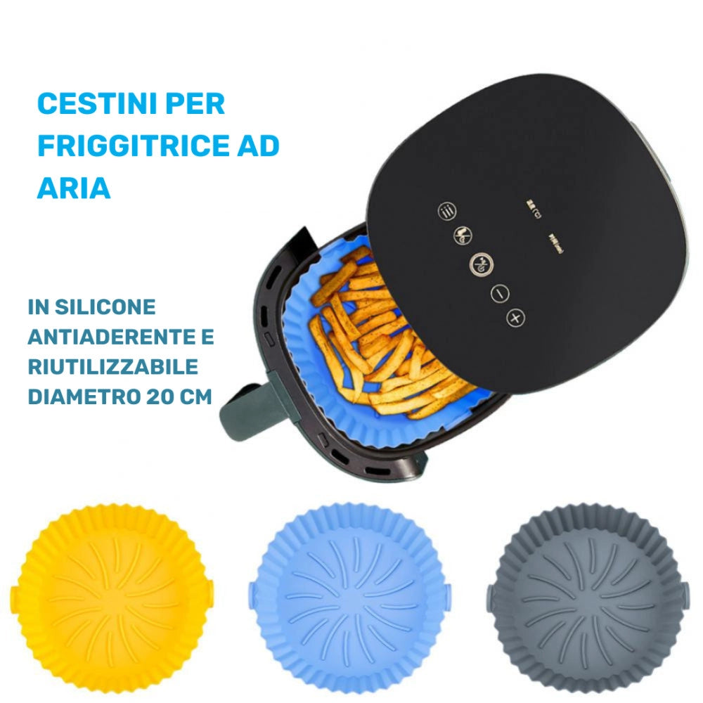 Trade Shop - Cestino In Silicone Friggitrice Ad Aria Teglia Riutilizzabile Antiaderente 20cm -