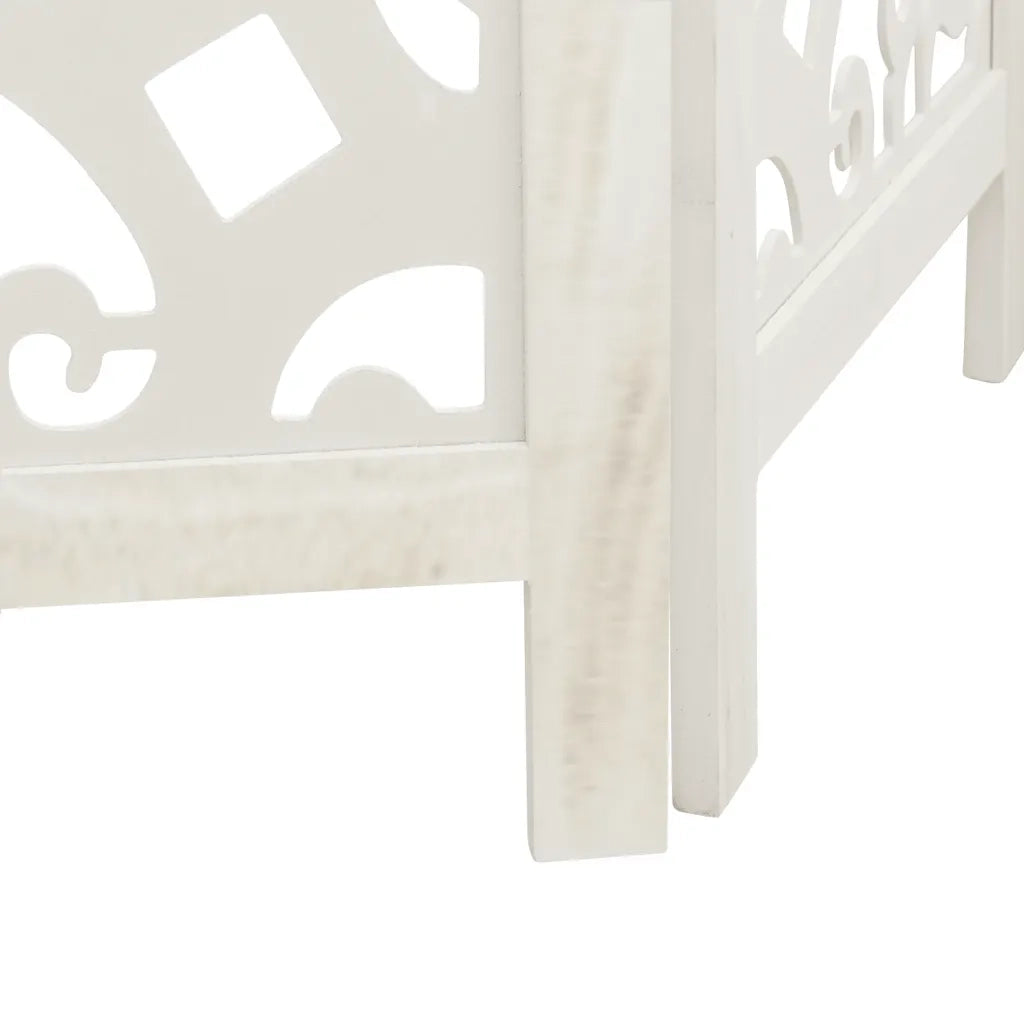 Divisorio Ambienti 4Pannelli Bianco Legno Massello di Paulownia 358738