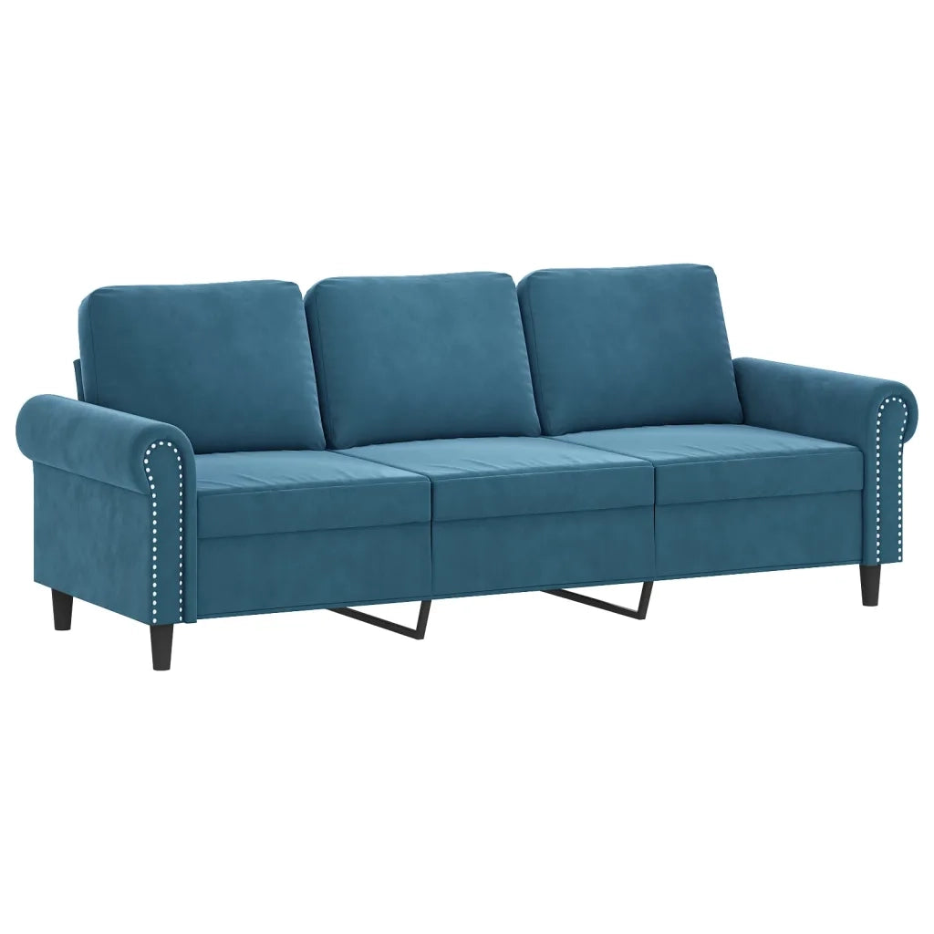 Set di Divani 3 pz con Cuscini Blu in Velluto 3202269