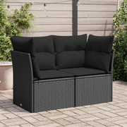 Divano da giardino con cuscini 2 Posti-Sofa da Giardino-Divano da esterno nero in polyrattan 837784