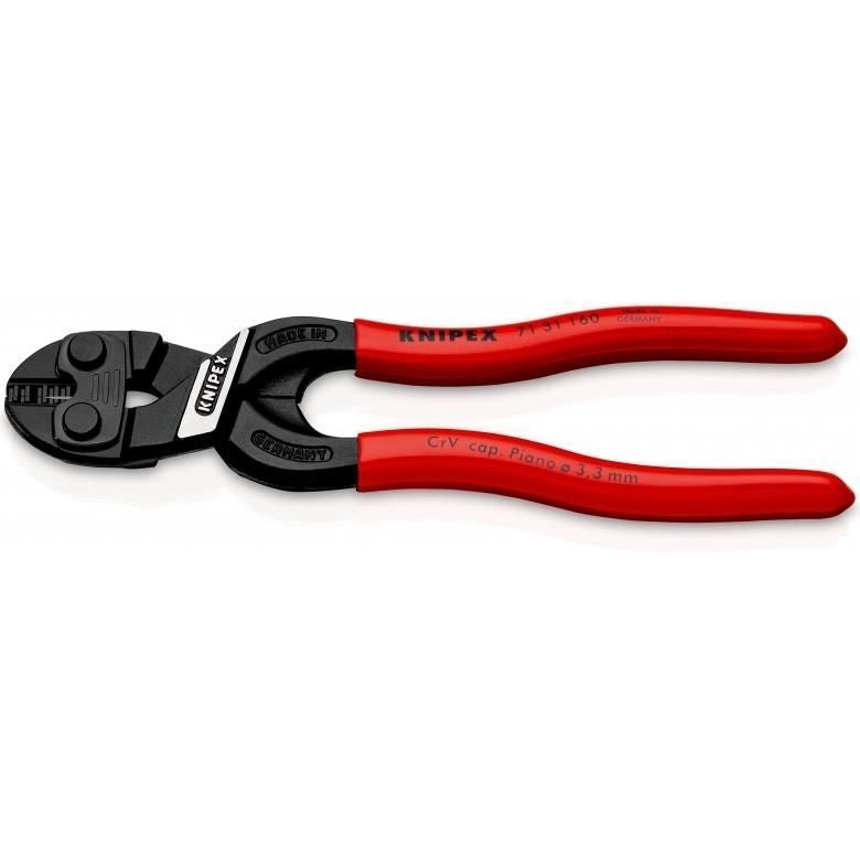 Knipex 71 31 160 Tronchese Compatta con Doppia Leva CoBolt Lunghezza 160 mm Materiale Acciaio Cromo-Vanadio Duro 64 HRC colore Nero
