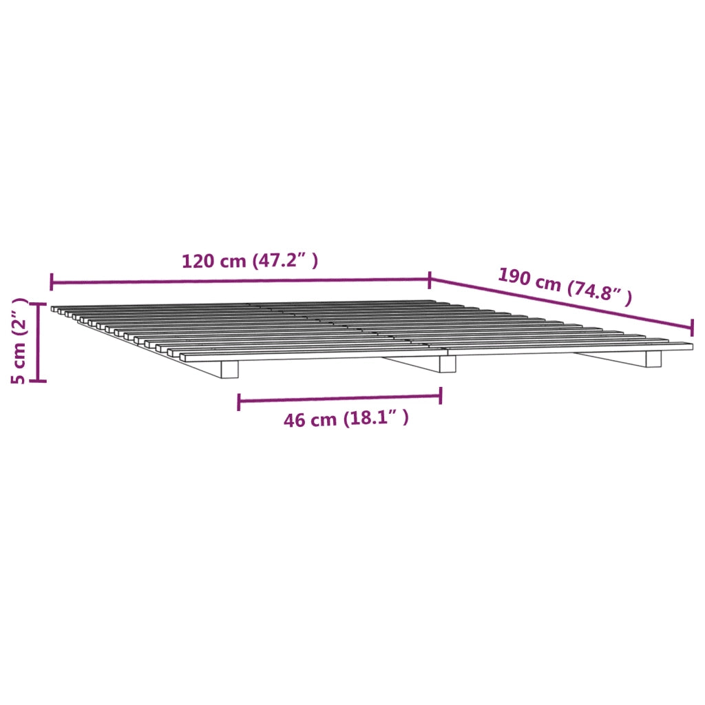 Letto senza Materasso 120x190 cm in Legno Massello di Pino 824598