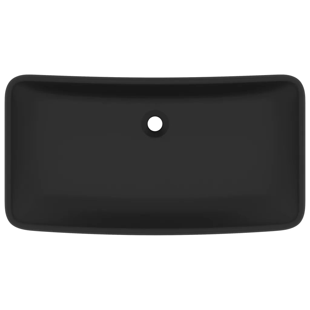 Lavandino Lusso Rettangolare Nero Opaco 71x38 cm in Ceramica 146964